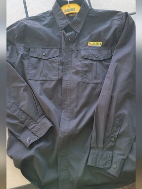 Men's Black Button Up Long Sleeve Work Shirt
